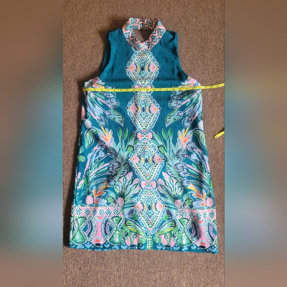 Lilly Pullitzer Brandi Valencia Teal Rain Florist Shift Dress Sz 6 - Picture 9 of 16